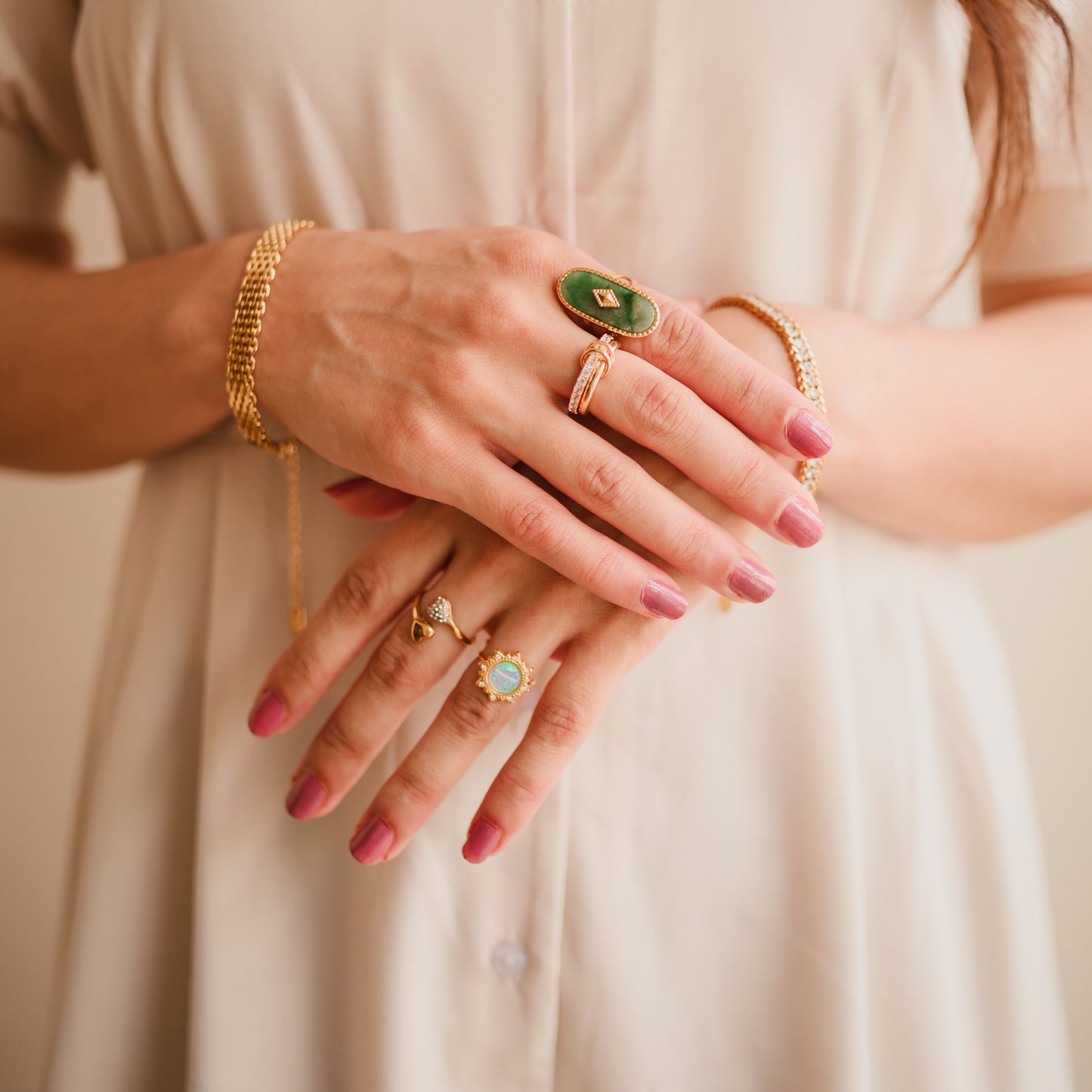 Opal Rhinestone Ring